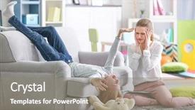  Presentation with worried young female college student - Presentation design enhanced with school counselors - young female psychologist working background and a gray colored foreground