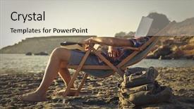  Presentation with foreign boy student - Presentation theme with school crisis - asleep boy at the seaside background and a soft green colored foreground