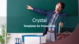  Presentation with classroom - Colorful PPT theme enhanced with school crisis - male teacher drinking backdrop and a  colored foreground