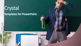  Presentation with classroom - Slide set having school crisis - male teacher drinking background and a  colored foreground