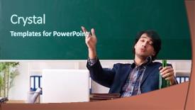  Presentation with classroom - Audience pleasing presentation design consisting of school crisis - male teacher drinking backdrop and a  colored foreground