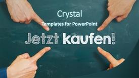  Presentation with slogan - PPT theme with school crisis manegment - hands pointing to german slogan background and a ocean colored foreground