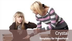  Presentation with examination - PPT theme consisting of little children with mom in room background and a mint green colored foreground