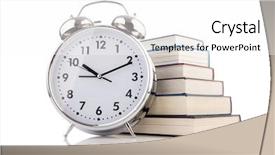  Presentation with alarm - Audience pleasing slide deck consisting of school delay - alarm clock and books isolated backdrop and a white colored foreground