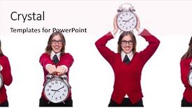  Presentation with hands holding be brave word - Beautiful presentation theme featuring school delay - office worker holding alarm clock backdrop and a lemonade colored foreground