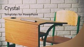  Presentation with white brick wall - Audience pleasing presentation theme consisting of school desk and chair backdrop and a light gray colored foreground