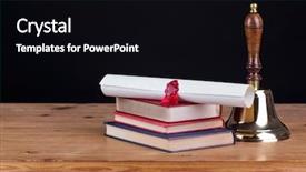  Presentation with school desk - Audience pleasing slide deck consisting of school desk with books bell backdrop and a  colored foreground