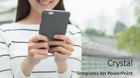  Presentation with asian american colors - Slides having school district - asian woman use of cellphone background and a light gray colored foreground