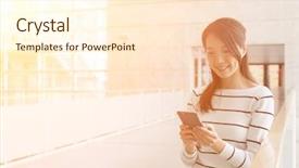  Presentation with drug use prevention - Audience pleasing presentation theme consisting of school district - asian woman use of cellphone backdrop and a cream colored foreground