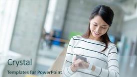  Presentation with school district - PPT layouts enhanced with school district - woman connect the smartwatch background and a lemonade colored foreground