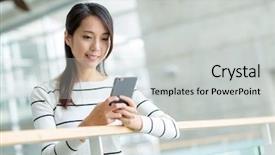  Presentation with school district - Audience pleasing presentation theme consisting of school district - woman use of cellphone backdrop and a light gray colored foreground