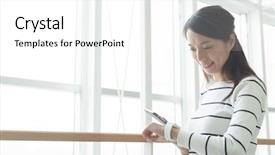  Presentation with smart - Presentation enhanced with school district - woman using mobile phone background and a white colored foreground