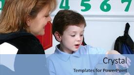  Presentation with preschool blocks kids play - Cool new PPT theme with school drop - mother dropping six year old backdrop and a  colored foreground