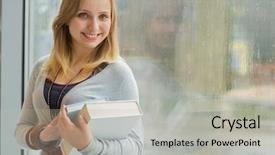  Presentation with drop - Amazing presentation design having school drop - smiling student with books backdrop and a light gray colored foreground