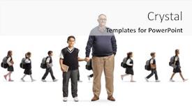  Presentation with drop - Theme with school-drop-off-grandfather-taking background and a  colored foreground