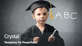  Presentation with letters - Theme enhanced with school education - child in graduate uniform writing background and a dark gray colored foreground