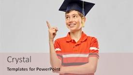  Presentation with bachelor - Colorful slides enhanced with school-education-and-graduation-concept backdrop and a coral colored foreground