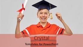  Presentation with bachelor - Presentation theme having school-education-and-graduation-concept background and a coral colored foreground