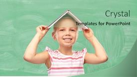  Presentation with green roof - Colorful presentation design enhanced with school-education-and-knowledge-concept backdrop and a mint green colored foreground