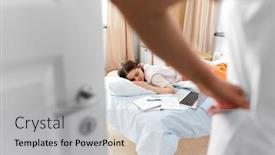  Presentation with teenage girl - Theme having school-education-and-laziness-concept background and a light gray colored foreground