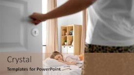  Presentation with teenage girl - PPT theme enhanced with school-education-and-laziness-concept background and a coral colored foreground