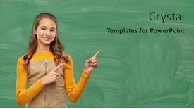  Presentation with green chalkboard - Slides featuring school-education-and-learning-concept background and a ocean colored foreground