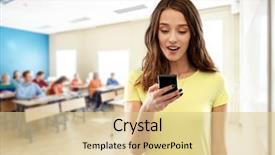  Presentation with school technology - Beautiful presentation theme featuring school education and technology concept backdrop and a lemonade colored foreground