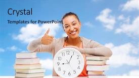  Presentation with learn english concept time - Presentation design consisting of school education and time concept background and a light blue colored foreground