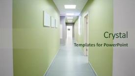  Presentation with emergency - PPT layouts with school emergency - interior of a long corridor background and a mint green colored foreground