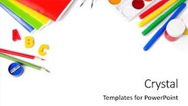  Presentation with back school - Beautiful theme featuring school equipment with pencils brushes backdrop and a white colored foreground