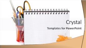  Presentation with math notebook for high school - PPT layouts enhanced with school equipment with pencils notebook background and a sky blue colored foreground