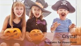  Presentation with play kids - Amazing slide set having school events - happy brother and two sisters backdrop and a red colored foreground