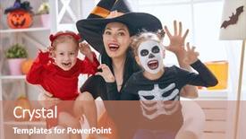  Presentation with mom kids - Beautiful presentation featuring school events - happy family preparing for halloween backdrop and a coral colored foreground