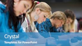  Presentation with color full - PPT layouts with school exam - pretty female college student sitting background and a teal colored foreground