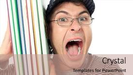  Presentation with examination - Beautiful PPT theme featuring school examination - educational theme shouting student backdrop and a coral colored foreground