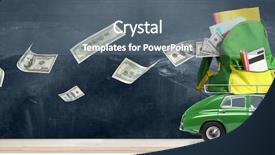  Presentation with money back - Colorful presentation design enhanced with school expenses background money backdrop and a gray colored foreground