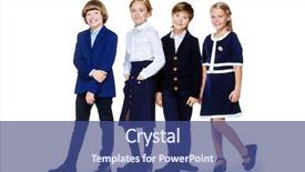  Presentation with school children - PPT theme having school fashion group of happy background and a ocean colored foreground