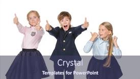  Presentation with school children - Beautiful PPT theme featuring school-fashion-three-cheerful-children backdrop and a tawny brown colored foreground