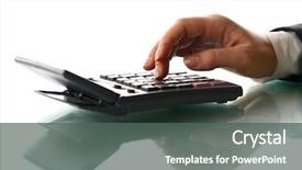  Presentation with hand to hand - Presentation theme with school finance - girl hand calculate background and a dark gray colored foreground