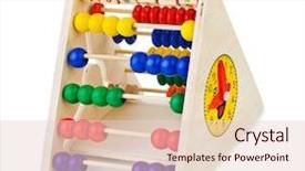  Presentation with toy - Slide deck featuring school finance - toy abacus isolated on white background and a lemonade colored foreground
