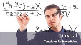  Presentation with school finance - Audience pleasing PPT theme consisting of school finance - young businessman writing math formulas backdrop and a dark gray colored foreground