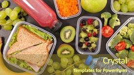  Presentation with healthy eating - Colorful slide set enhanced with school food fitness - healthy eating for lunch time backdrop and a tawny brown colored foreground