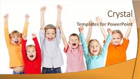  Presentation with children hands - Cool new theme with school fun - happiness group children with their backdrop and a cream colored foreground