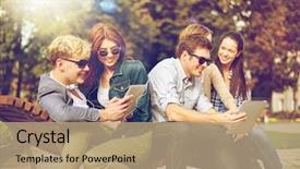  Presentation with technology students - PPT layouts featuring school fun - summer technology education and teenage background and a coral colored foreground