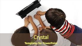  Presentation with mining activities in agriculture - Beautiful slides featuring school fun - three chidren activities on laptop backdrop and a tawny brown colored foreground