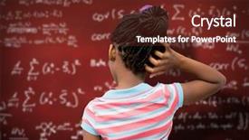  Presentation with pupil - Theme with school function - pupil thinking against desk background and a tawny brown colored foreground