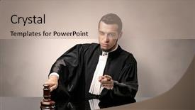  Presentation with decision making - Colorful PPT theme enhanced with school function - young dashing judge in black backdrop and a coral colored foreground