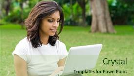  Presentation with young college student diagnosis of sti - Amazing slides having school garden - beautiful young student using laptop backdrop and a mint green colored foreground