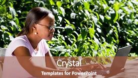  Presentation with school garden - Beautiful presentation theme featuring school garden - female african american student studying backdrop and a red colored foreground