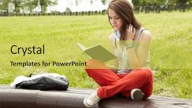  Presentation with school garden - Presentation design having school garden - pretty women in the park background and a yellow colored foreground